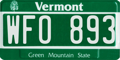 VT license plate WFO893