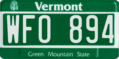VT license plate WFO894