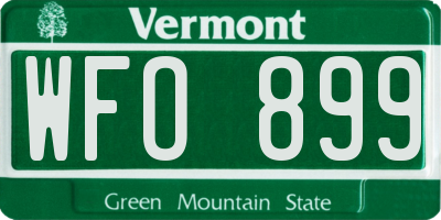VT license plate WFO899