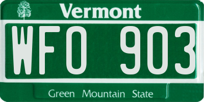 VT license plate WFO903