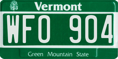 VT license plate WFO904