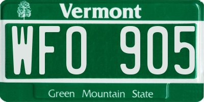 VT license plate WFO905