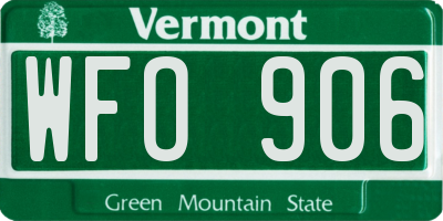 VT license plate WFO906