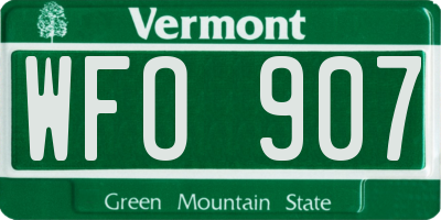 VT license plate WFO907