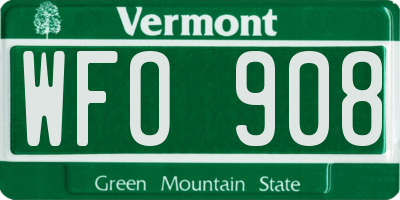VT license plate WFO908
