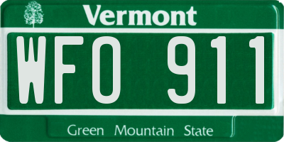 VT license plate WFO911
