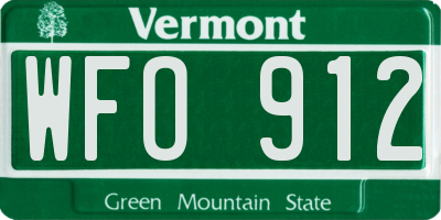 VT license plate WFO912