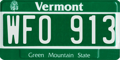 VT license plate WFO913