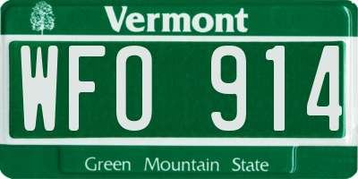 VT license plate WFO914