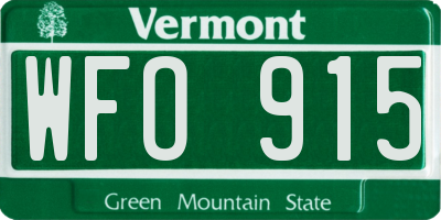 VT license plate WFO915