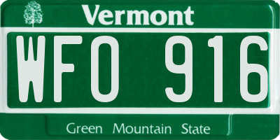 VT license plate WFO916