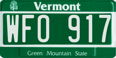 VT license plate WFO917