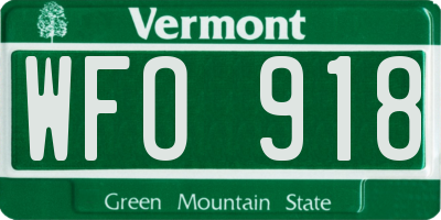 VT license plate WFO918