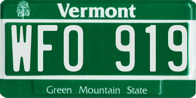 VT license plate WFO919
