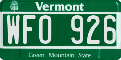 VT license plate WFO926