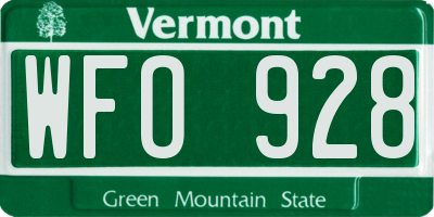 VT license plate WFO928