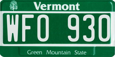VT license plate WFO930