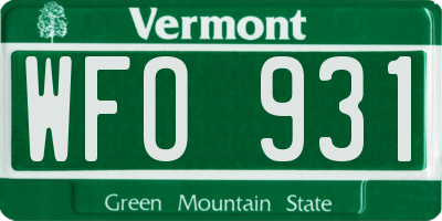 VT license plate WFO931