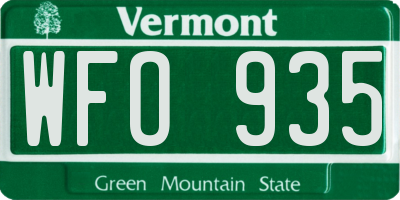 VT license plate WFO935