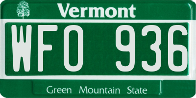 VT license plate WFO936