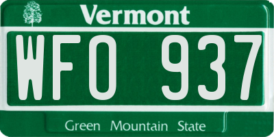 VT license plate WFO937