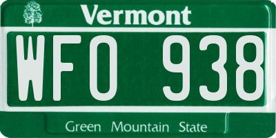 VT license plate WFO938