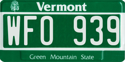 VT license plate WFO939