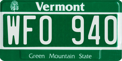 VT license plate WFO940