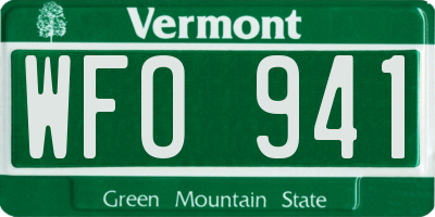 VT license plate WFO941