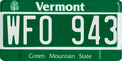 VT license plate WFO943