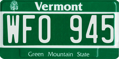 VT license plate WFO945