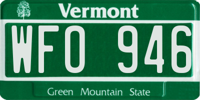 VT license plate WFO946