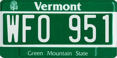 VT license plate WFO951