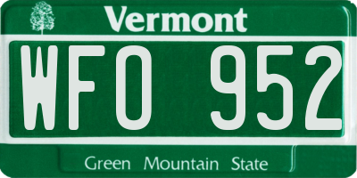 VT license plate WFO952