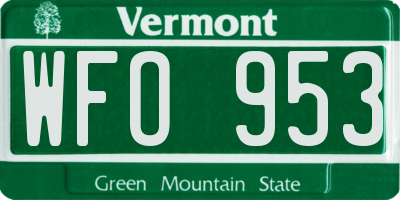 VT license plate WFO953