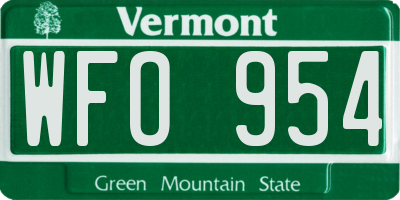 VT license plate WFO954