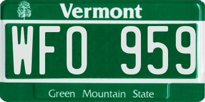 VT license plate WFO959