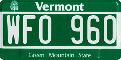 VT license plate WFO960