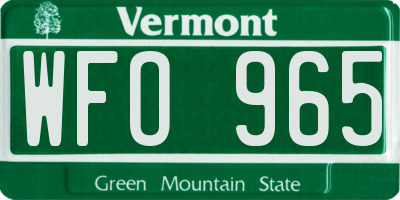 VT license plate WFO965