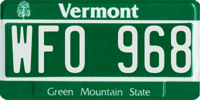 VT license plate WFO968
