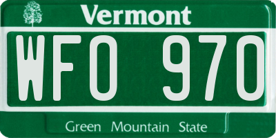VT license plate WFO970