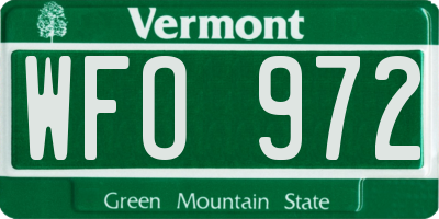 VT license plate WFO972