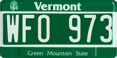 VT license plate WFO973