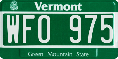 VT license plate WFO975