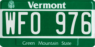 VT license plate WFO976