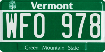 VT license plate WFO978