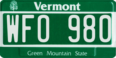 VT license plate WFO980