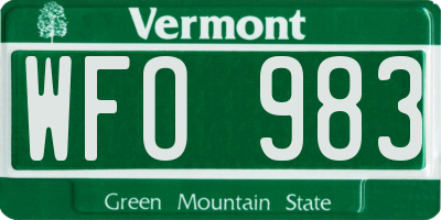 VT license plate WFO983