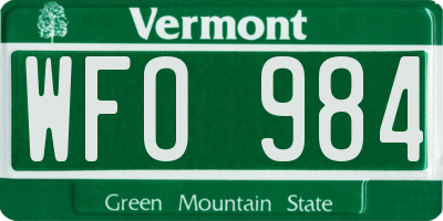 VT license plate WFO984