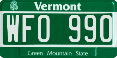 VT license plate WFO990